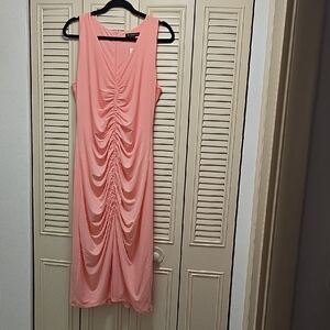 INC International Concepts Pink Ruched Midi Dress